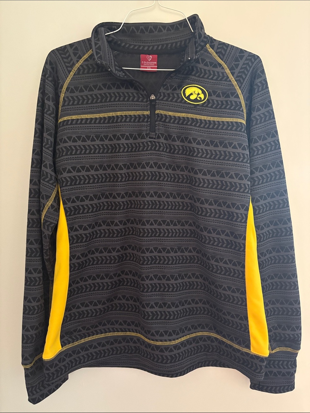 Iowa Hawkeyes Black and Yellow Geometric Quarter-Zip Pullover